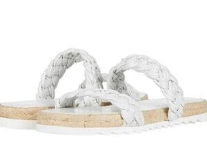 Marc Fisher Jaimee Slide Sandals 6 White Espadrilles White Travel Beach Resort